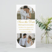 Trendy Gouden Script Dubbele Boog Foto Save the Da (Staand voorkant)