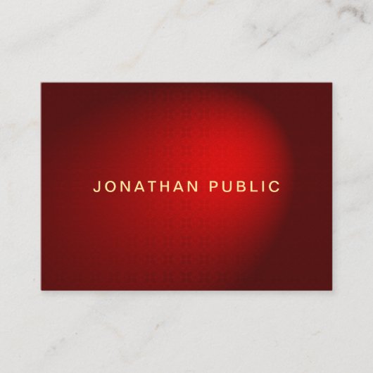 Trendy gouden tekst rood damast modern chique Sjab Visitekaartje (Voorkant)