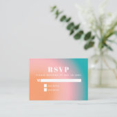 Trendy Gradient Blauwgroen Coral RSVP Informatiekaartje (Staand voorkant)