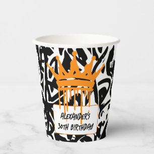 Trendy Graffiti Stedelijke Kroon Oranje Zwart Papieren Bekers