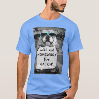 Trendy grafische bulldog zal huiswerk opeten voor t-shirt