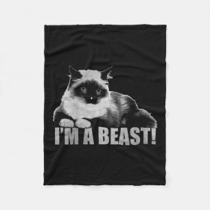 Trendy grafische kattenstempel Ik ben een beest Fleece Deken