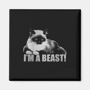 Trendy grafische kattenstempel Ik ben een beest Magneet