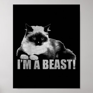 Trendy grafische kattenstempel Ik ben een beest Poster