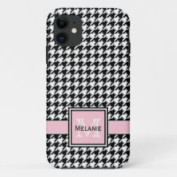 Trendy Graphic Houndstooth met Custom Monogram