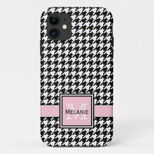 Trendy Graphic Houndstooth met Custom Monogram iPhone 11 Hoesje
