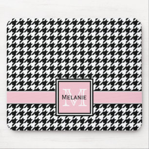 Trendy Graphic Houndstooth met Custom Monogram Muismat