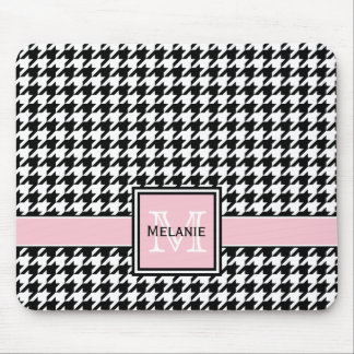 Trendy Graphic Houndstooth met Custom Monogram Muismat
