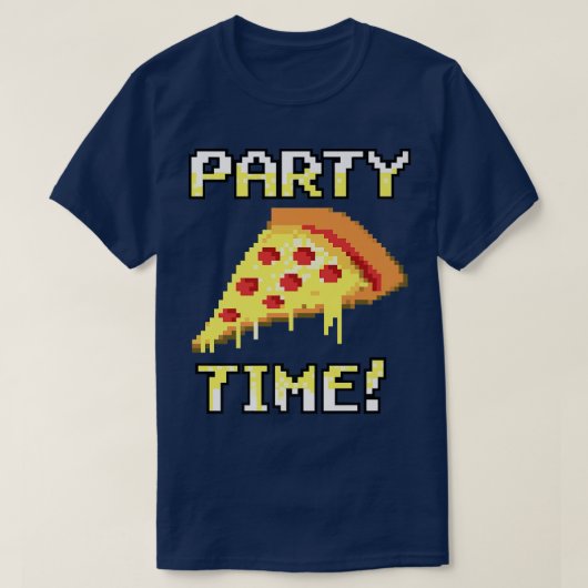 Trendy Graphic Pixelated Pizza Party Time! Premium T-shirt (Design voorkant)