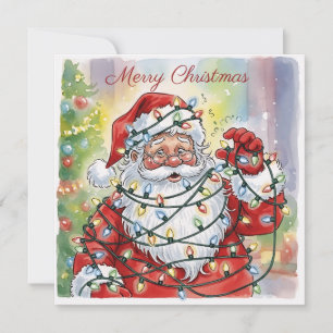 Trendy Grappige Moderne Eenvoudige Lieve Kerstman Kaart