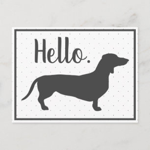 Trendy Gray Dachshund en Black Stippen Hallo Briefkaart