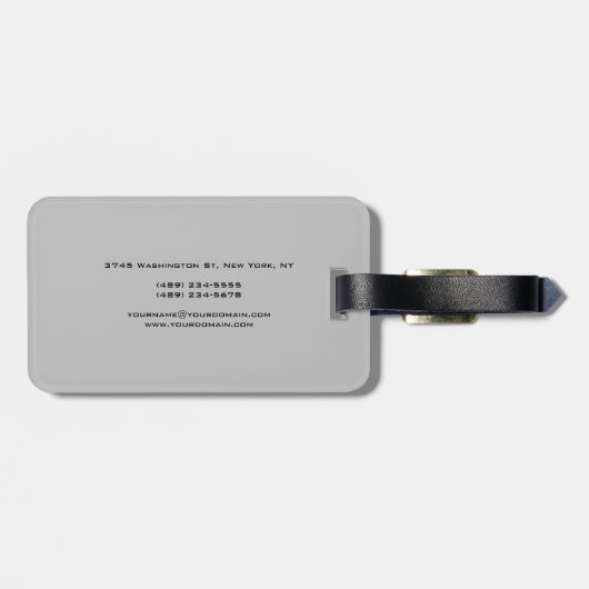 Trendy Gray Monogram Minimalist Plain Bagagelabel (Achterkant horizontaal)