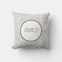 Trendy Gray Painted Flowers met Monogram