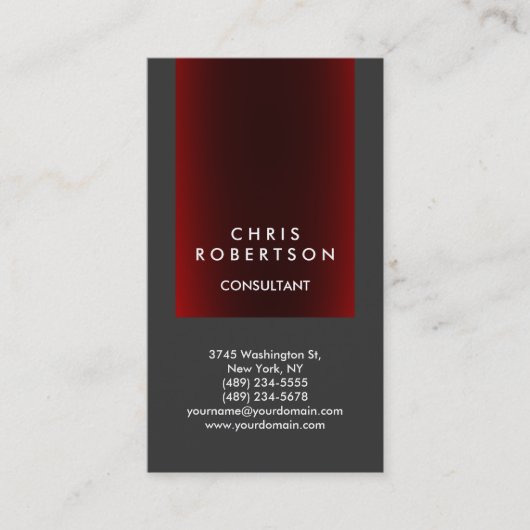 Trendy Gray Red Consultant Visitekaartje (Voorkant)