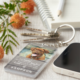 Trendy Gray Rustic Pet Memorial   Foto Keepslag Sleutelhanger