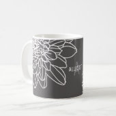 Trendy Gray White Flowers Name Initiaal Koffiemok (Voorkant links)