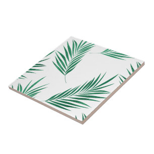 Trendy Green and White Waterverf Floral Tegeltje