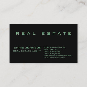 Trendy Green Black Real Estate Agent Visitekaartje
