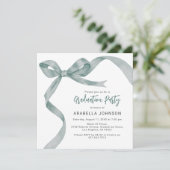 Trendy Green Bow Afstuderen Feestdagenkaart (Staand voorkant)