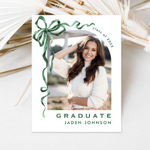 Trendy Green Bow Ribbon FOTO Afstudeerfeest Briefkaart