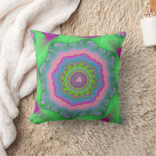 Trendy Green en Peach Fractal Kussen