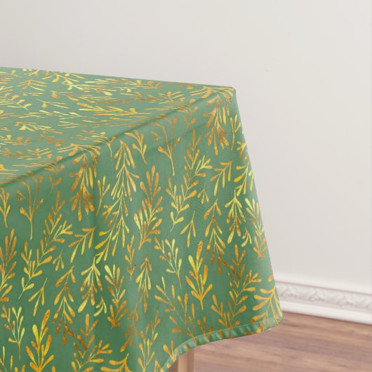 Trendy Green Gold Leaf Herfst Autumn Pattern Tafelkleed (Voorbeeld)