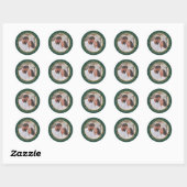 Trendy Green Gold Photo Save the Date Ronde Sticker (Vel)