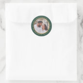 Trendy Green Gold Photo Save the Date Ronde Sticker (Tas)
