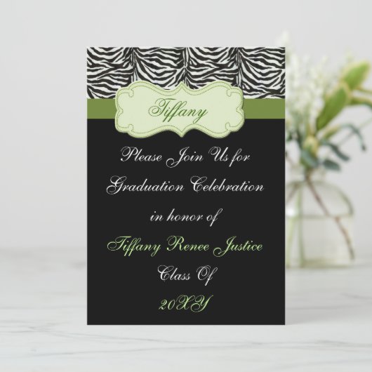 trendy green Graduation party Invitation Kaart (Staand voorkant)