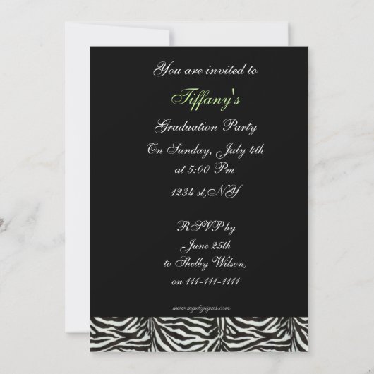 trendy green Graduation party Invitation Kaart (Achterkant)