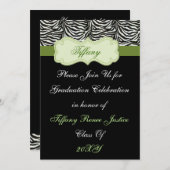 trendy green Graduation party Invitation Kaart (Voorkant / Achterkant)