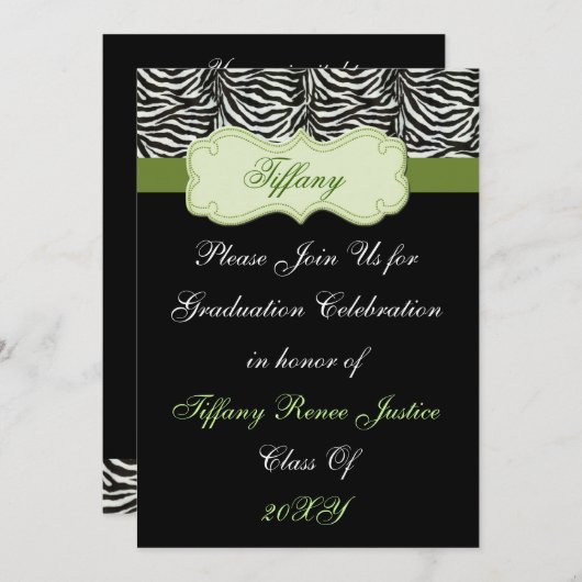 trendy green Graduation party Invitation Kaart (Voorkant / Achterkant)