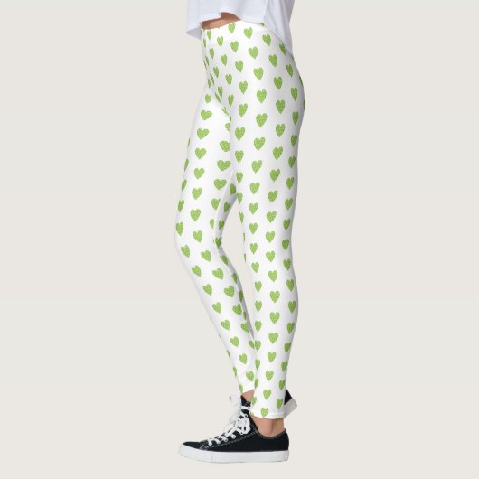 Trendy Green Heart Leggings (Links)