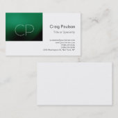 Trendy Green Stripe White Monogram Visitekaartje (Voorkant / Achterkant)