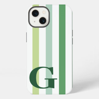 Trendy Green Stripes met Monogram iPhone 13 Hoesje