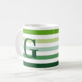 Trendy Green Stripes met Monogram Koffiemok (Voorkant links)