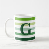 Trendy Green Stripes met Monogram Koffiemok (Links)