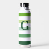 Trendy Green Stripes met Monogram Waterfles (Links)