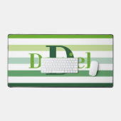 Trendy Green Stripes Monogram Bureaumat (Keyboard & Muis)