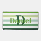Trendy Green Stripes Monogram Bureaumat (Voorkant)