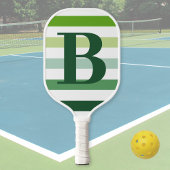 Trendy Green Stripes Monogram Pickleball Paddle