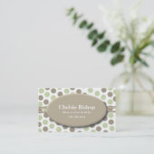 Trendy Green & Taupe Polka Dot Mammie-kaart Contactkaartje (Staand voorkant)