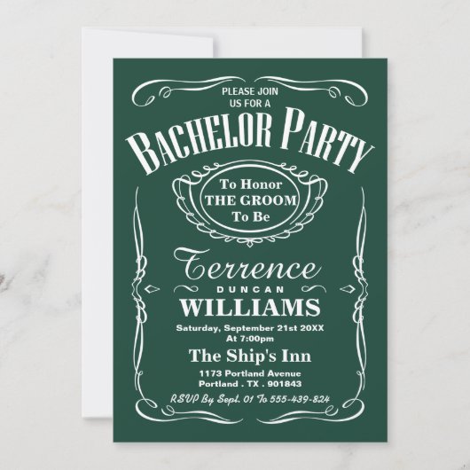 Trendy Green Typography Bachelor Party Kaart (Voorkant)