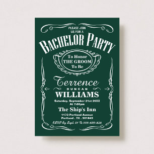 Trendy Green Typography Bachelor Party Kaart