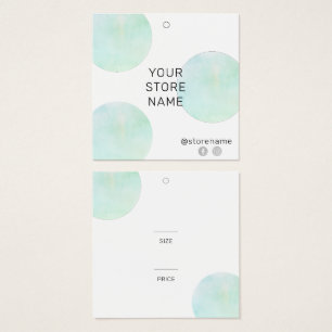 Trendy Green Waterverf Square Boutique Price Label Vierkante Visitekaartjes