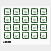 Trendy Green & White Festive kerstcadeaulabel Vierkante Sticker (Vel)