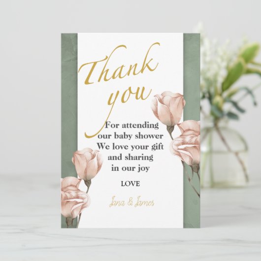 trendy greenery dank u voor uw uitnodiging (Staand voorkant)