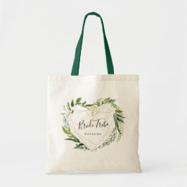 Trendy Greenery met Geometric Heart Bride Tribe Tote Bag