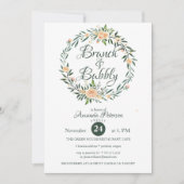 Trendy Greenery Wreath Brunch & Bubble Invitation Kaart (Voorkant)