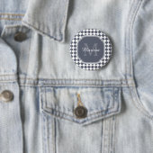 Trendy Grey and White Gecontroleerde Monogramnaam Ronde Button 5,7 Cm (In situ)
